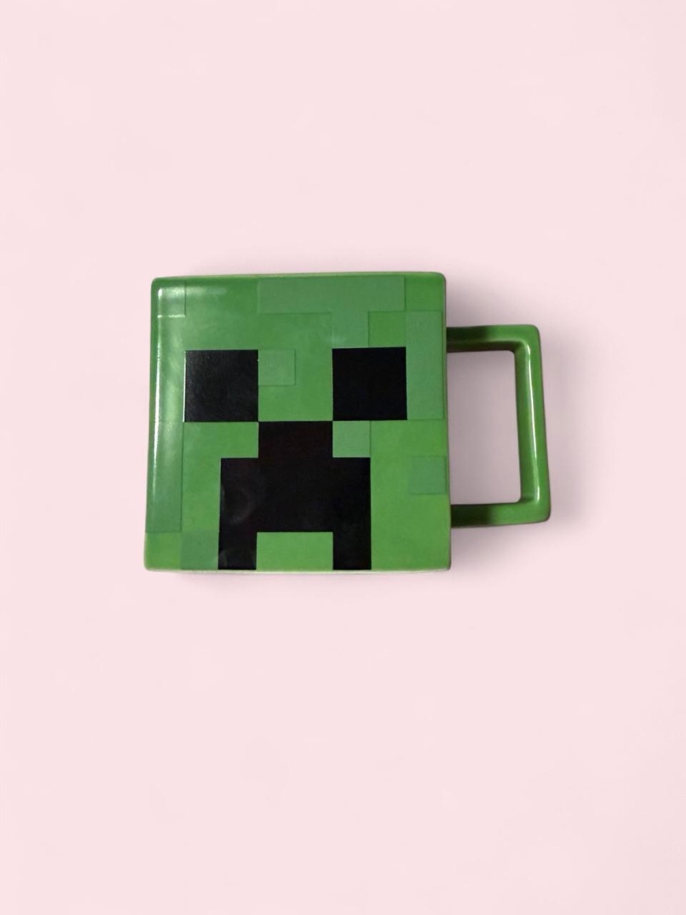 Hallmark Minecraft Green Pixel Creeper Square Ceramic Mug